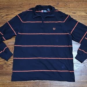 Chaps striped 1/4 zip long sleeve shirt